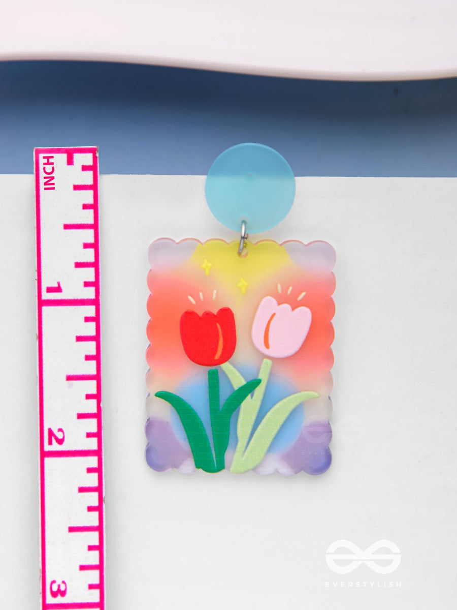 Tulip Love Affair - Multicolor Acrylic Earrings