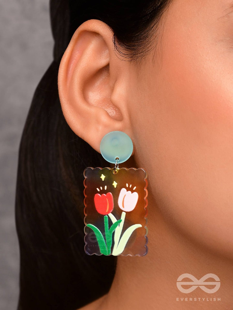 Tulip Love Affair - Multicolor Acrylic Earrings