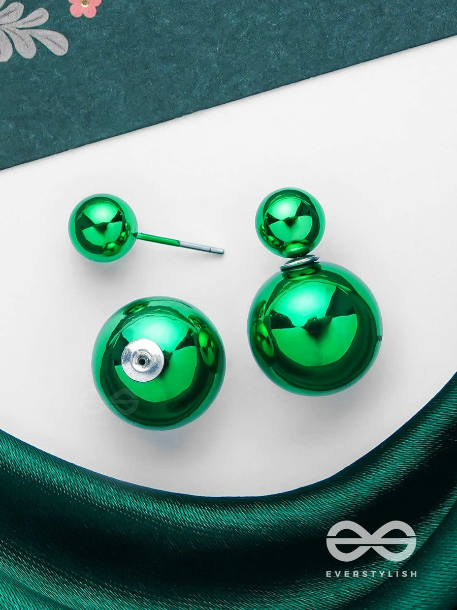 Giggles & Glitters - Green Pearls Stud Earrings