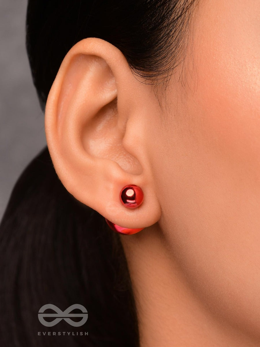 Giggles & Glitters - Red Pearls Stud Earrings