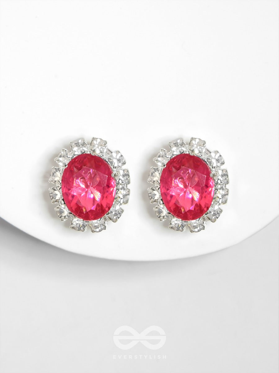 Shimmer And Shine - Silver And Pink Embellished Stud Earrings