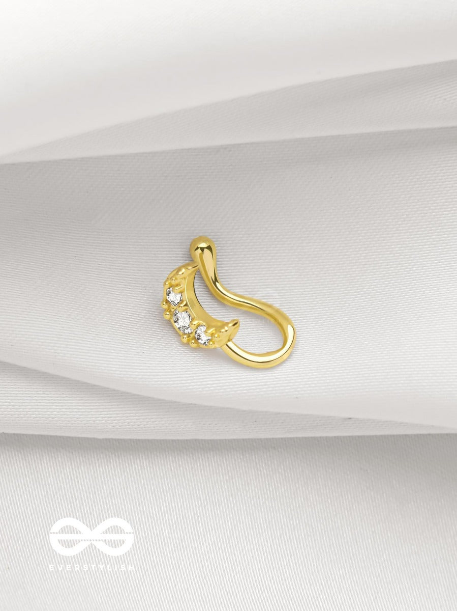 Cresent Moonlight - Golden CZ Nosering (Non-Piercing)