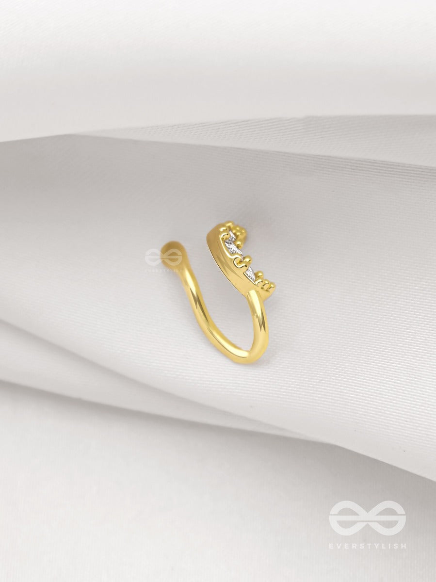 Cresent Moonlight - Golden CZ Nosering (Non-Piercing)