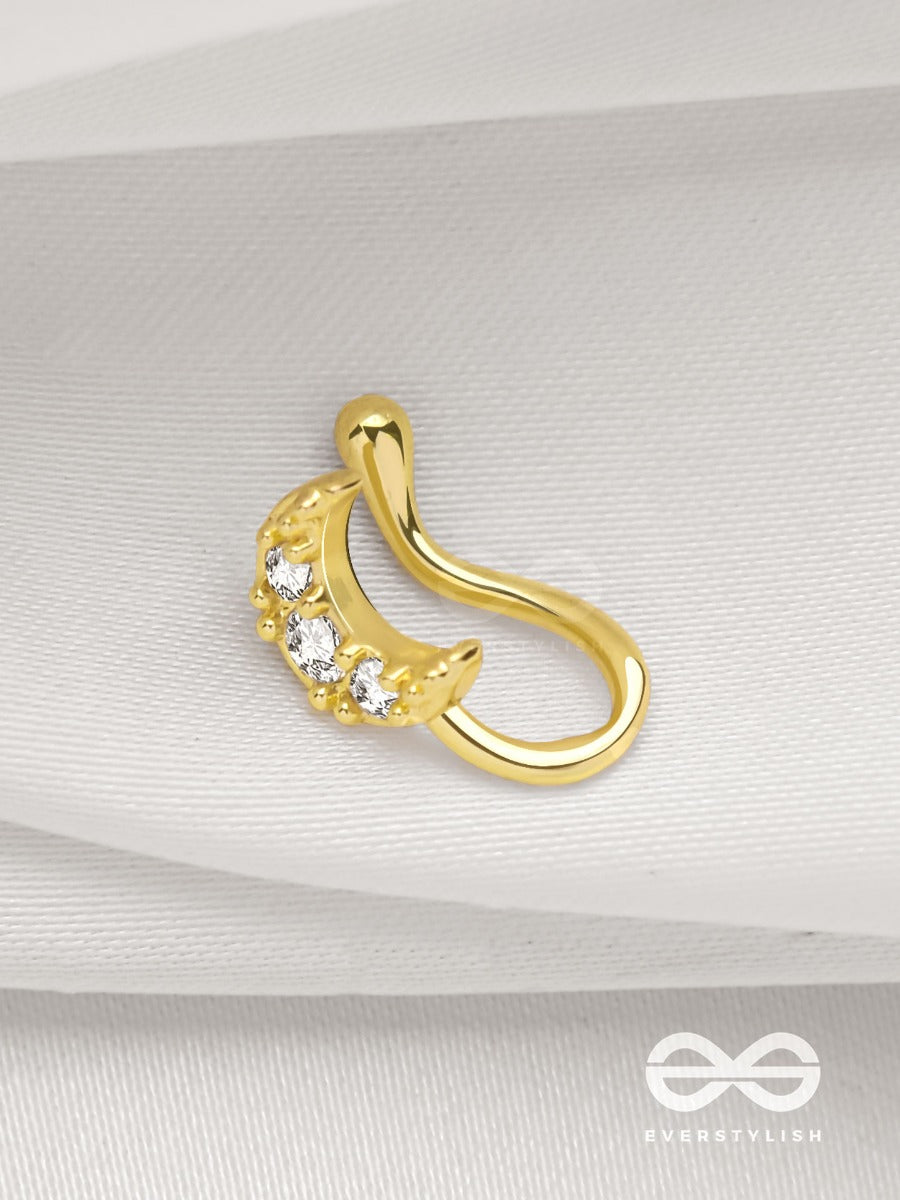 Cresent Moonlight - Golden CZ Nosering (Non-Piercing)