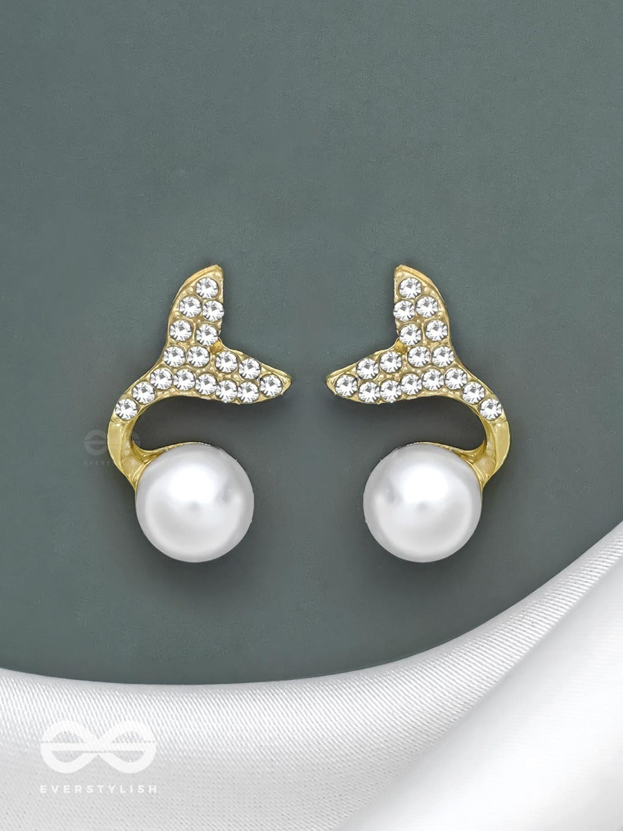 Mystic Mermaid Tails - Golden Embellished Earrings
