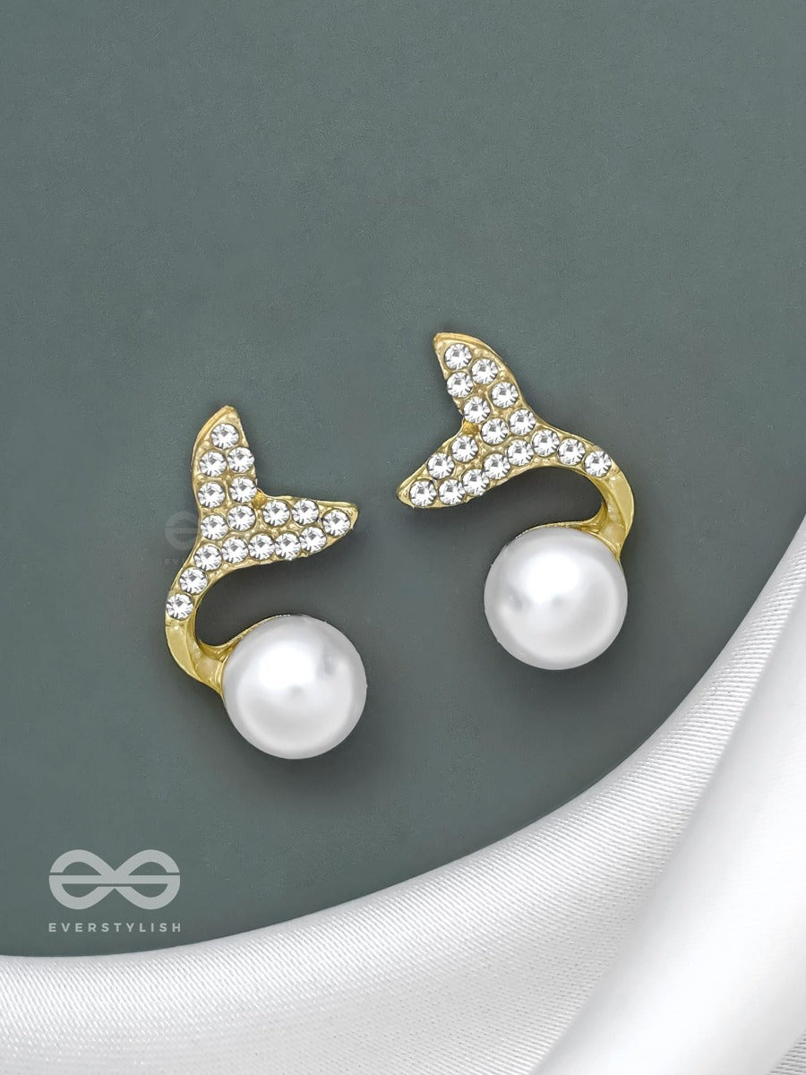 Mystic Mermaid Tails - Golden Embellished Earrings