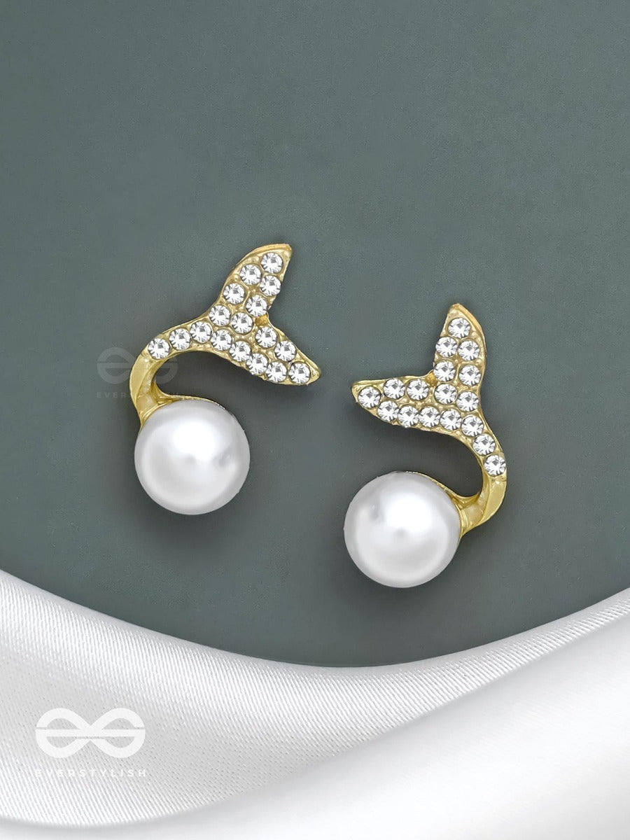 Mystic Mermaid Tails - Golden Embellished Earrings