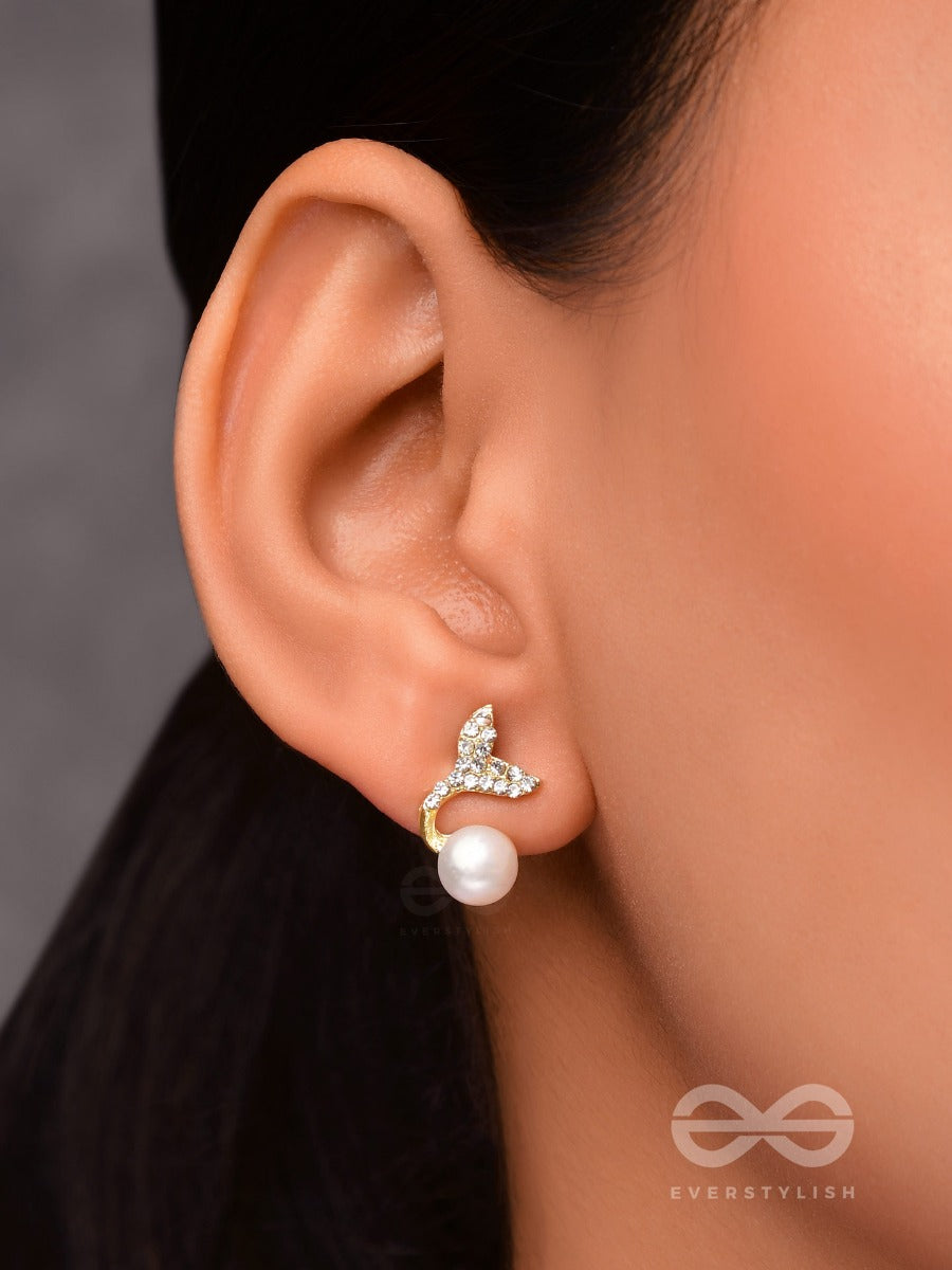 Mystic Mermaid Tails - Golden Embellished Earrings