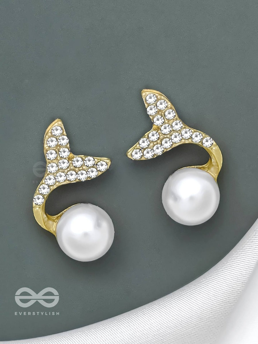 Mystic Mermaid Tails - Golden Embellished Earrings