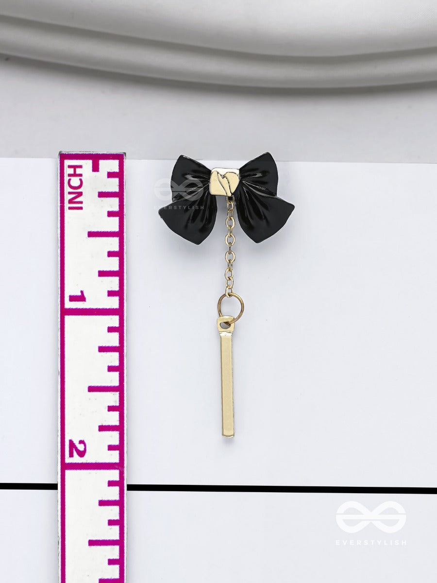 Midnight Bow - Golden Embellished Earrings