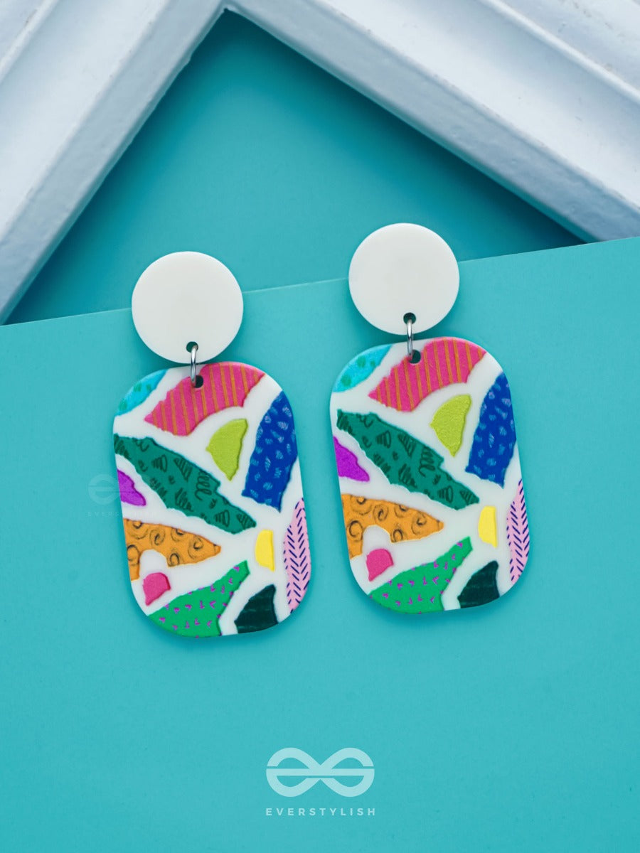 Maze Of Marvels - Multicolor Acrylic Earrings