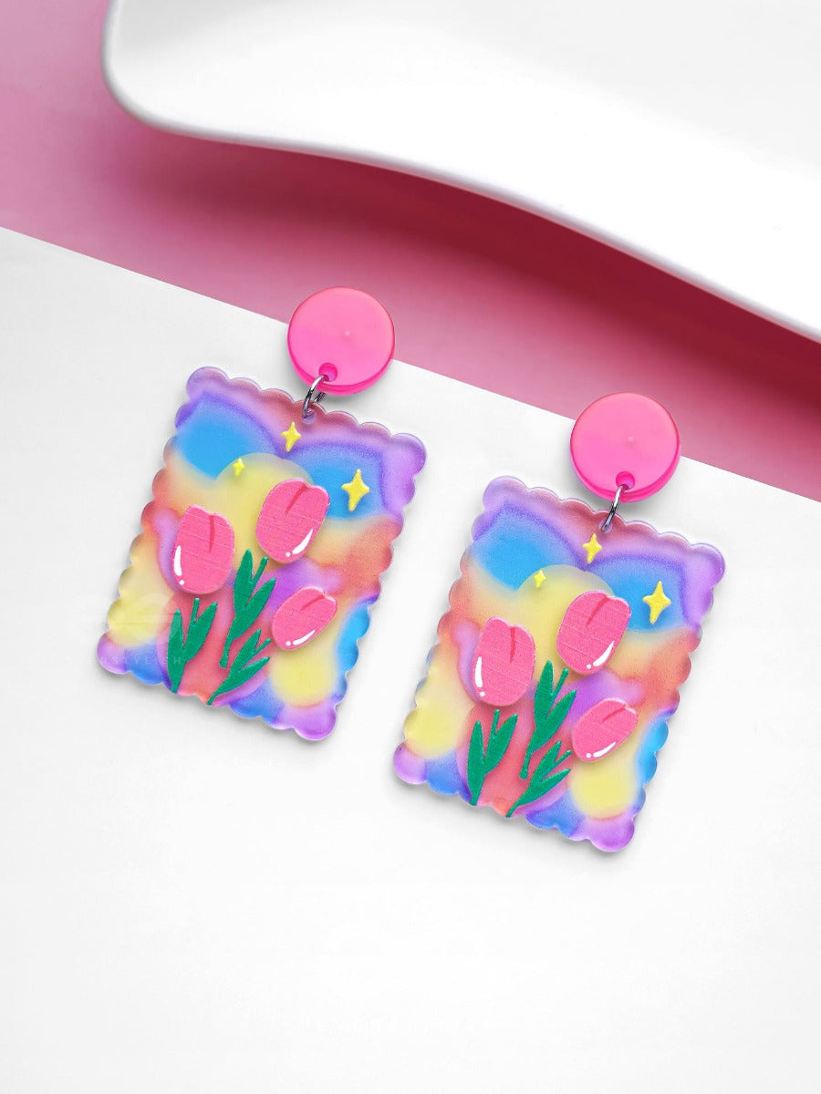 The Tulip Heaven - Multicolor Acrylic Earrings