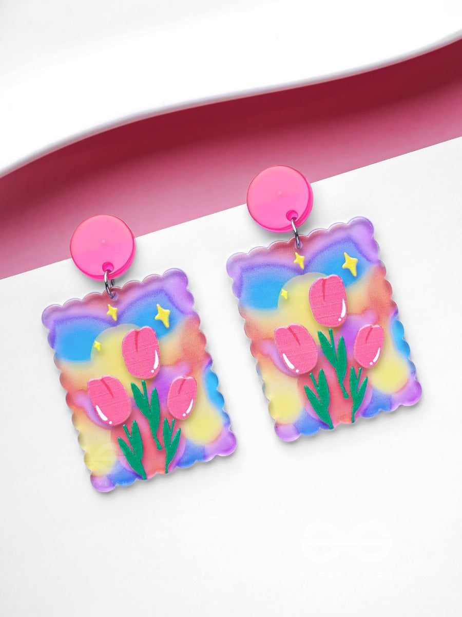 The Tulip Heaven - Multicolor Acrylic Earrings