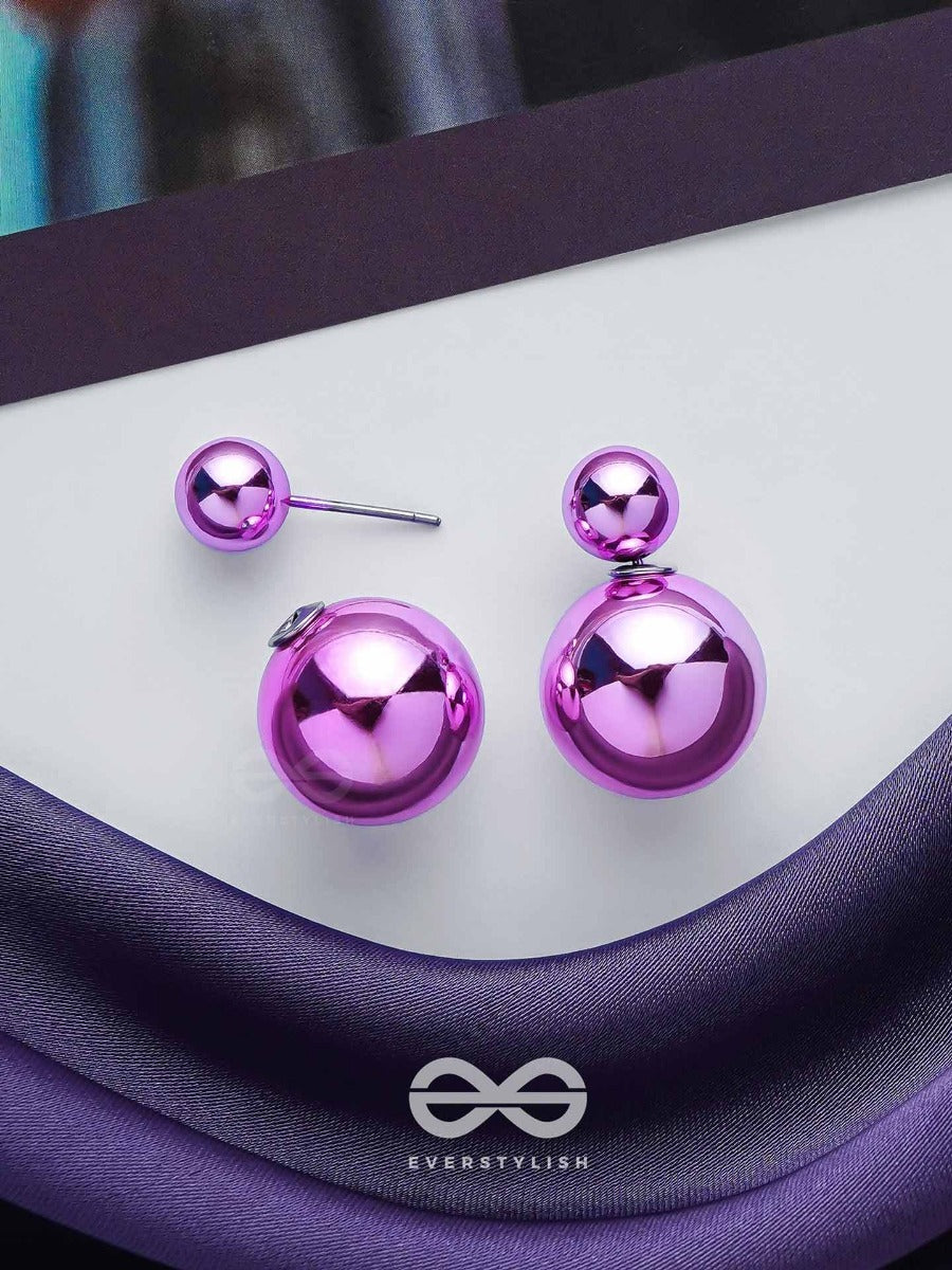 Giggles & Glitters - Purple Pearls Stud Earrings