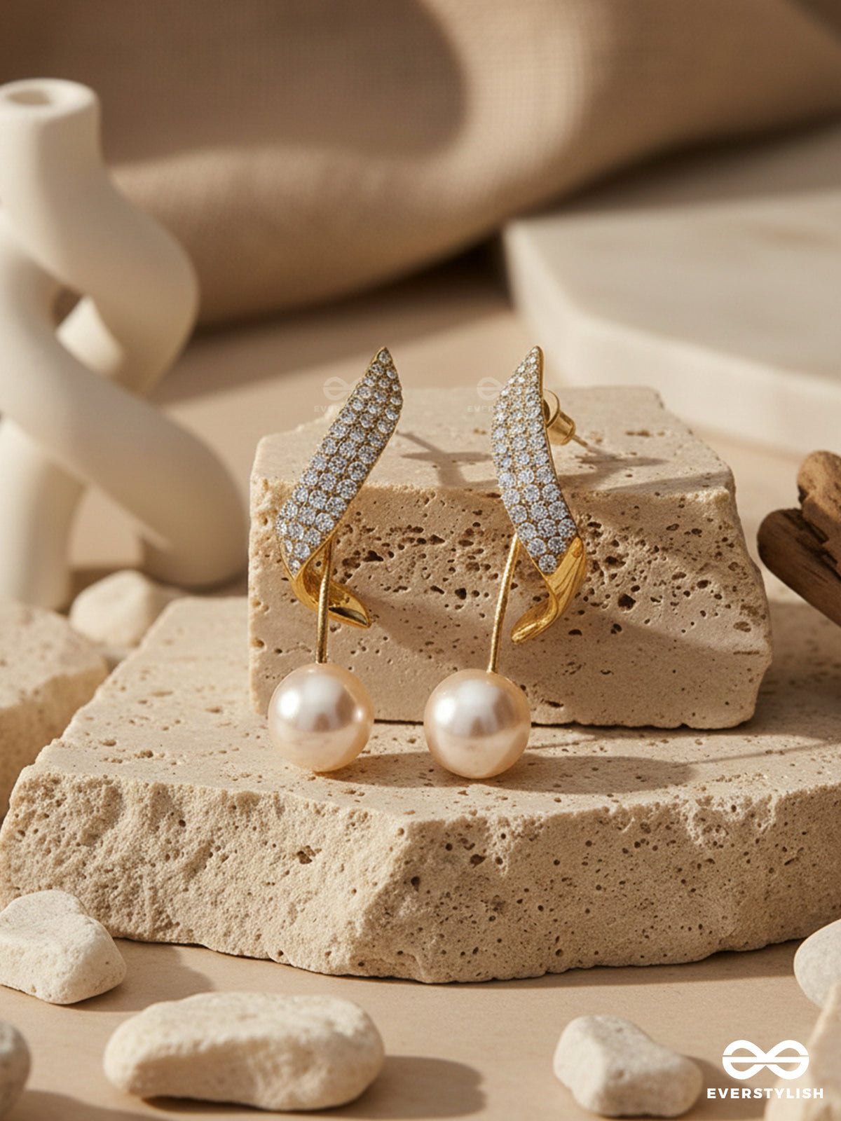 The Melodic Twist - Golden Embellished Ear Jackets
