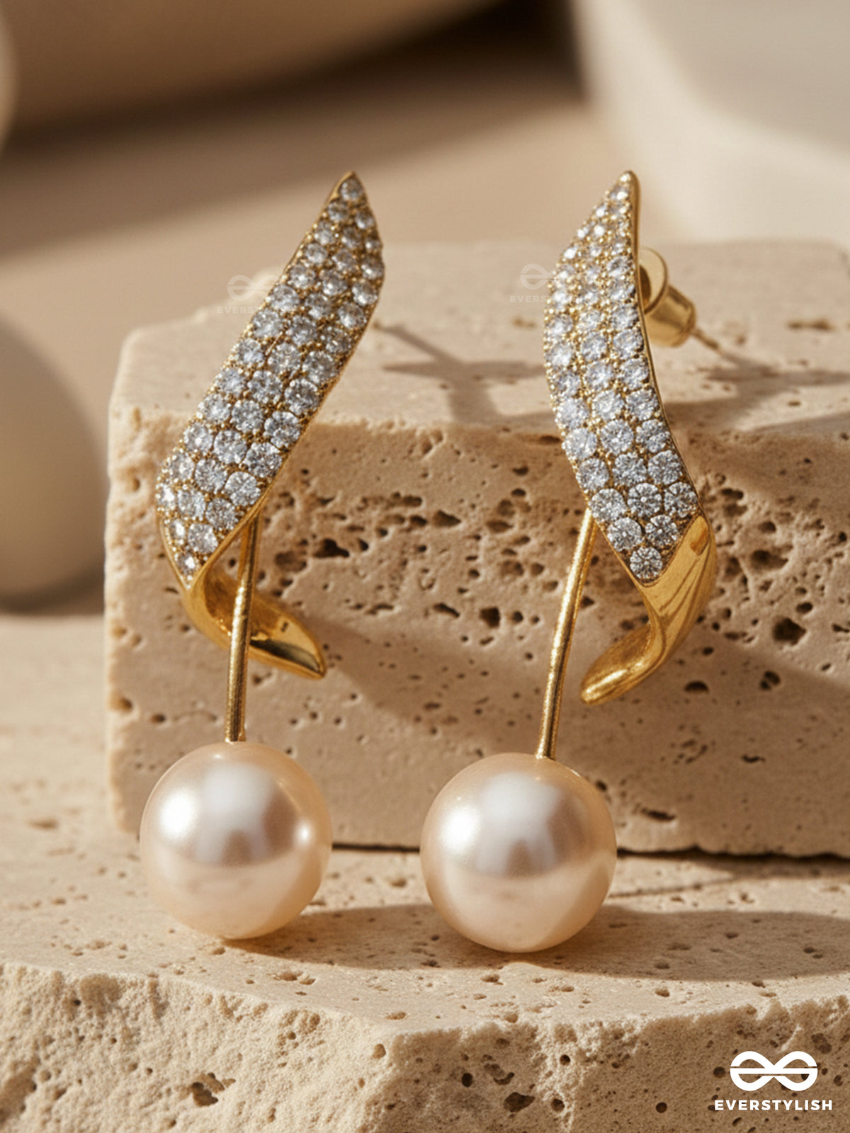 The Melodic Twist - Golden Embellished Ear Jackets