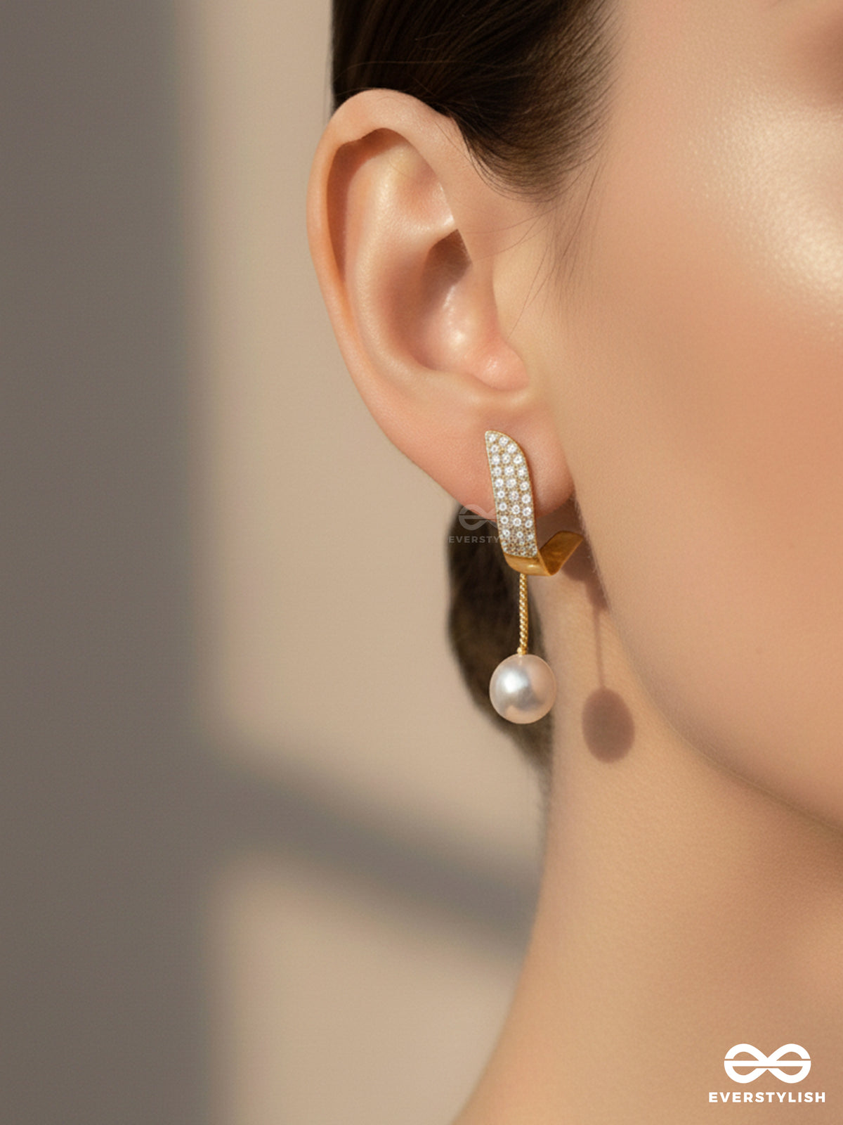 The Melodic Twist - Golden Embellished Ear Jackets