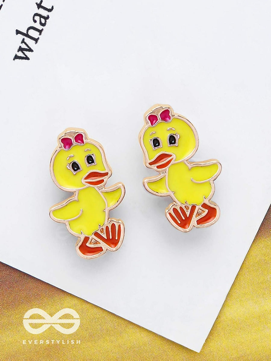 The Tweety Pie - Golden Embellished Stud Earrings