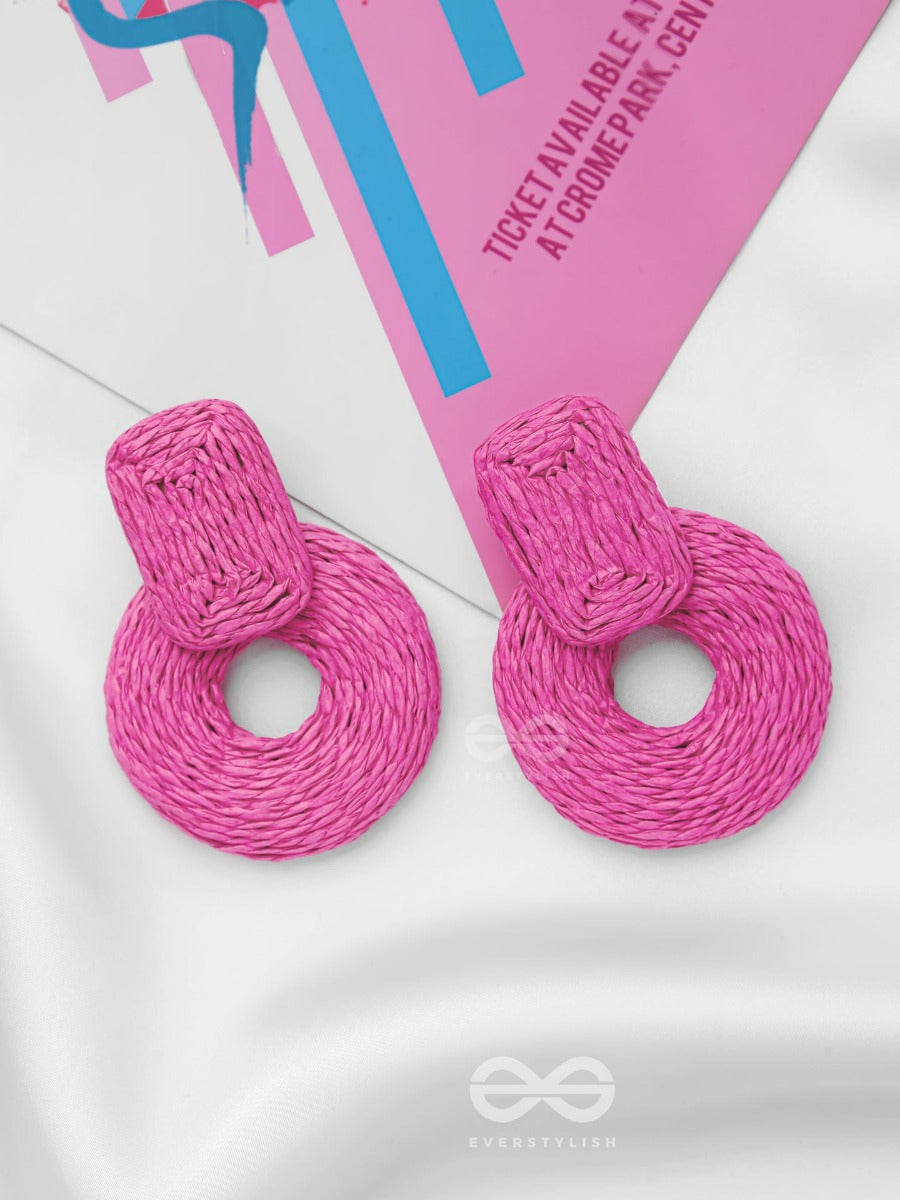 Soulful Symphony - Statement Woven Earrings (Magenta)