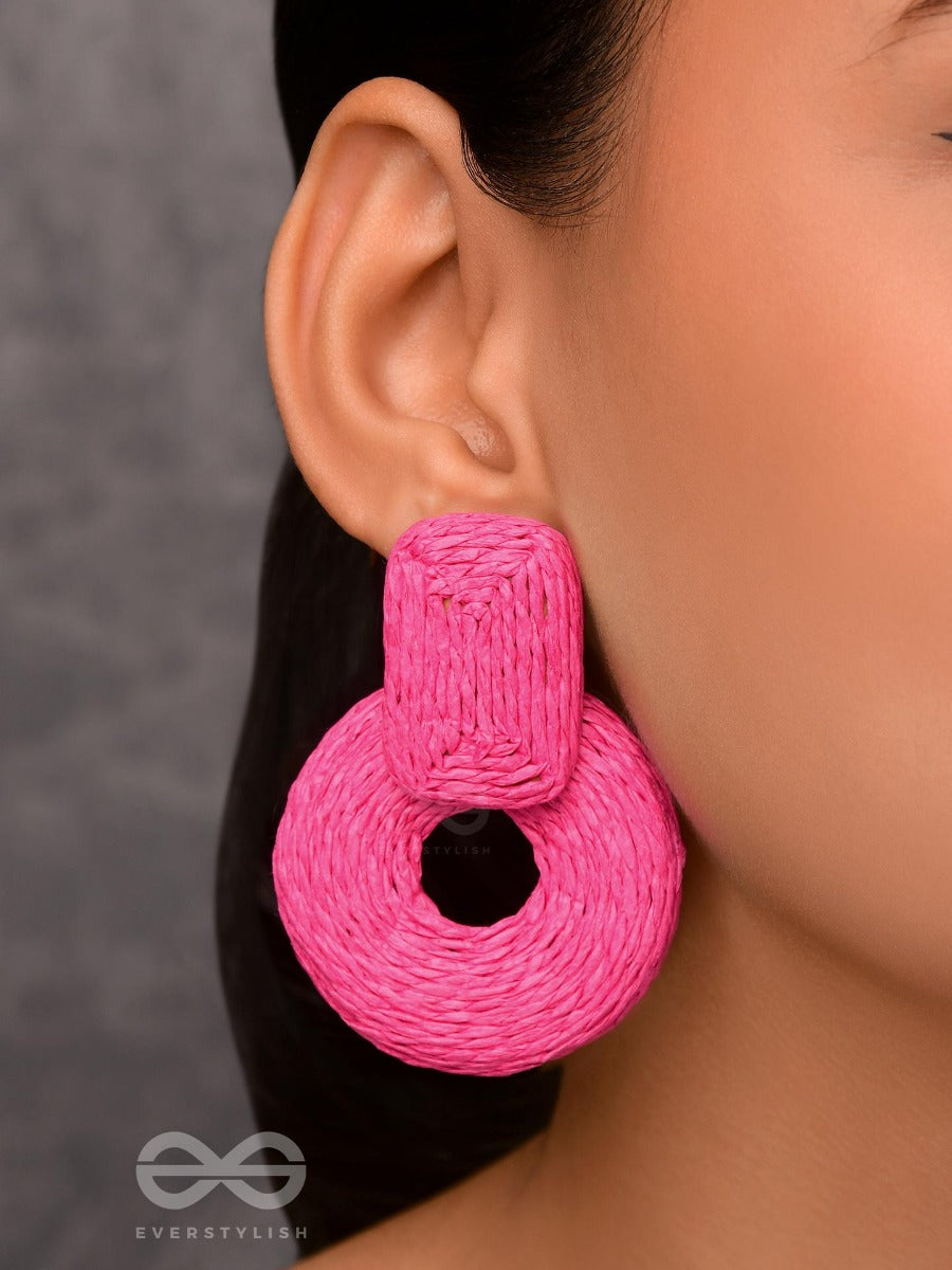 Soulful Symphony - Statement Woven Earrings (Magenta)