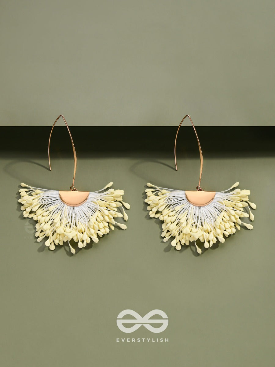 Free Spirit Symphony - Golden Embellished Earrings (White)
