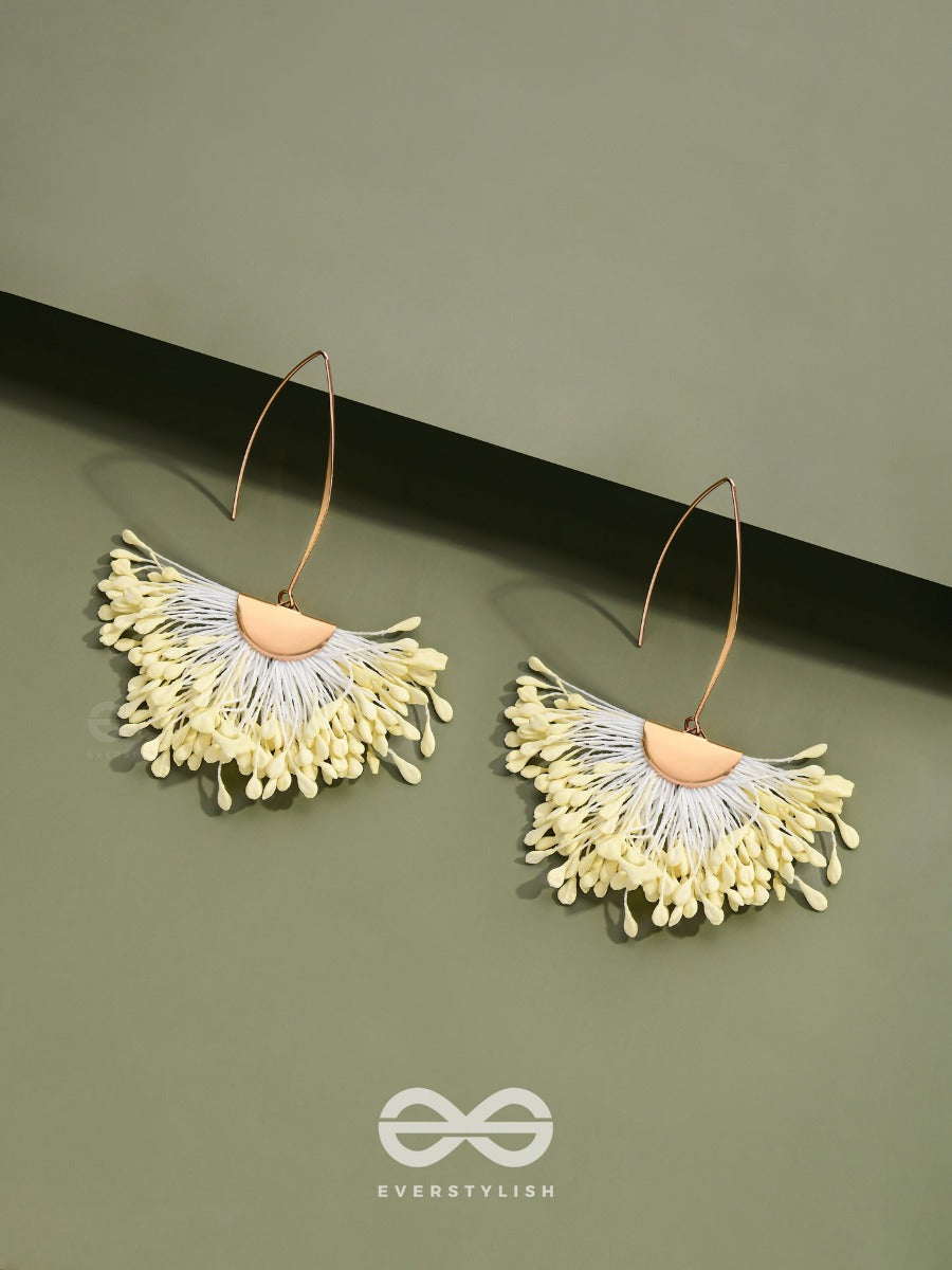 Free Spirit Symphony - Golden Embellished Earrings (White)
