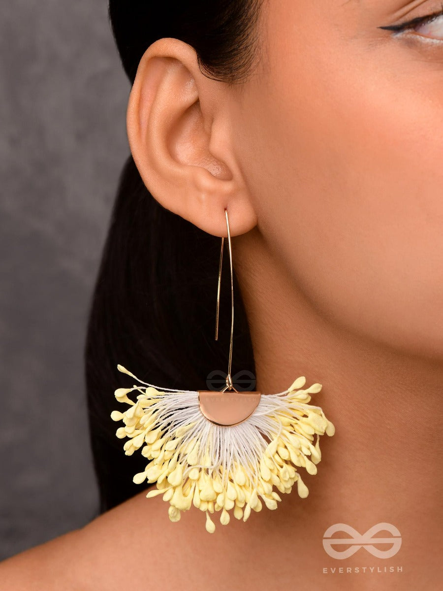 Free Spirit Symphony - Golden Embellished Earrings (White)