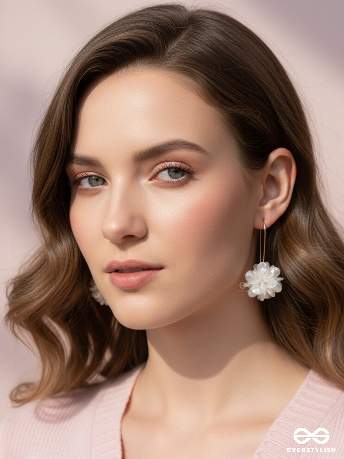 A Winter Rose - Golden Floral Earrings
