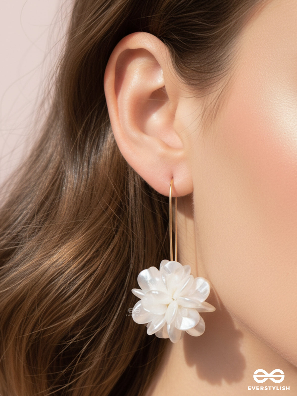 A Winter Rose - Golden Floral Earrings