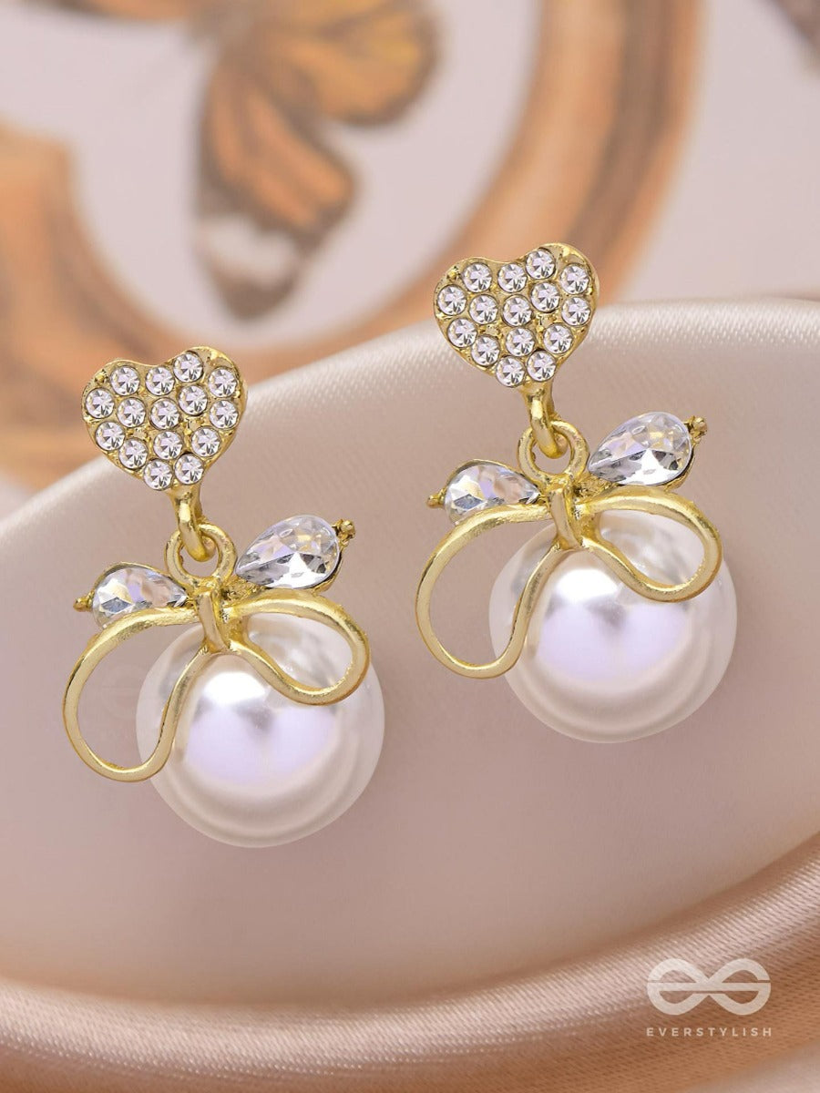 The Lovebow Bonanza - Golden Pearl Earrings