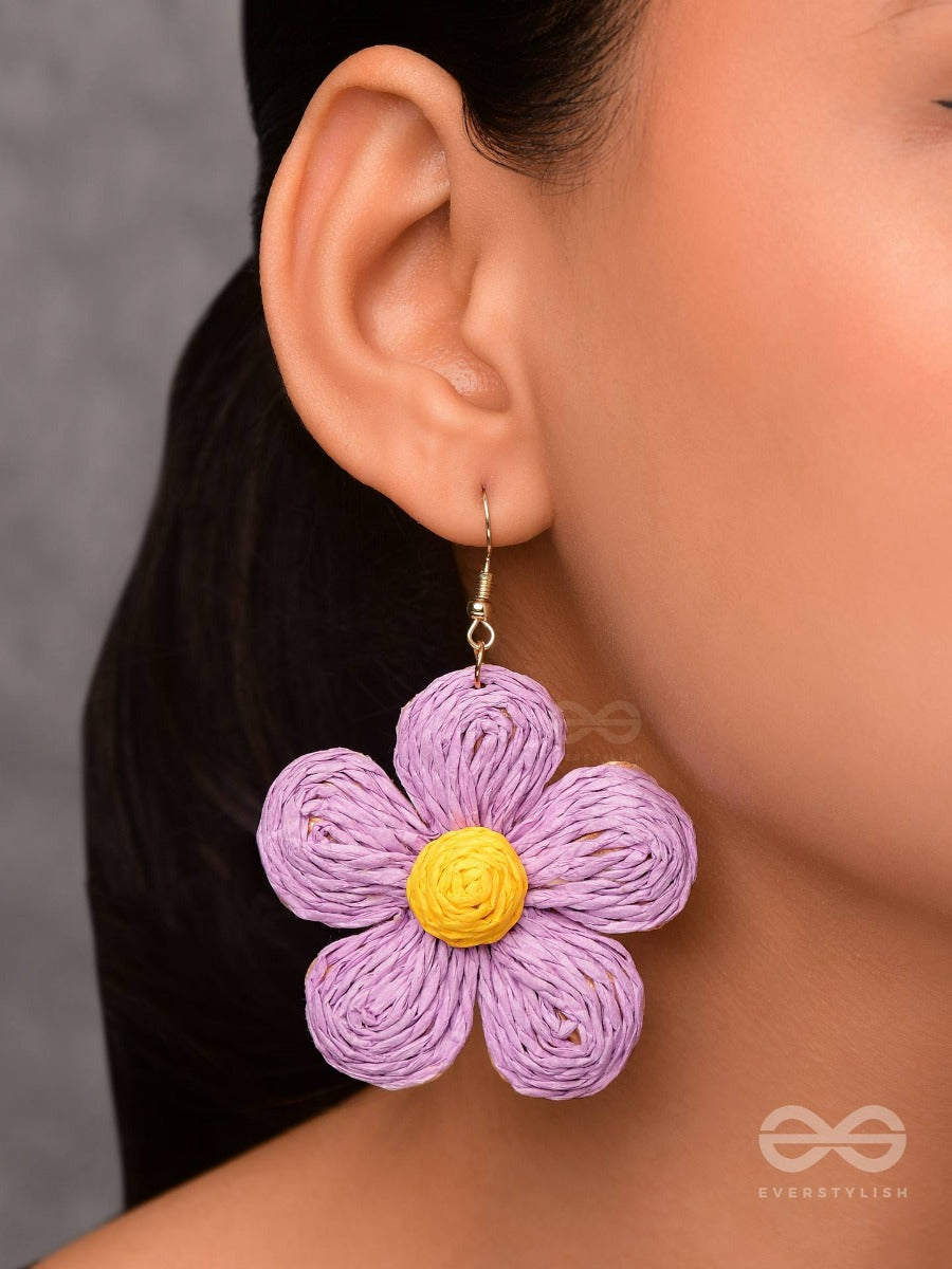 The Flower Power - Statement Woven Earrings (Lavender)
