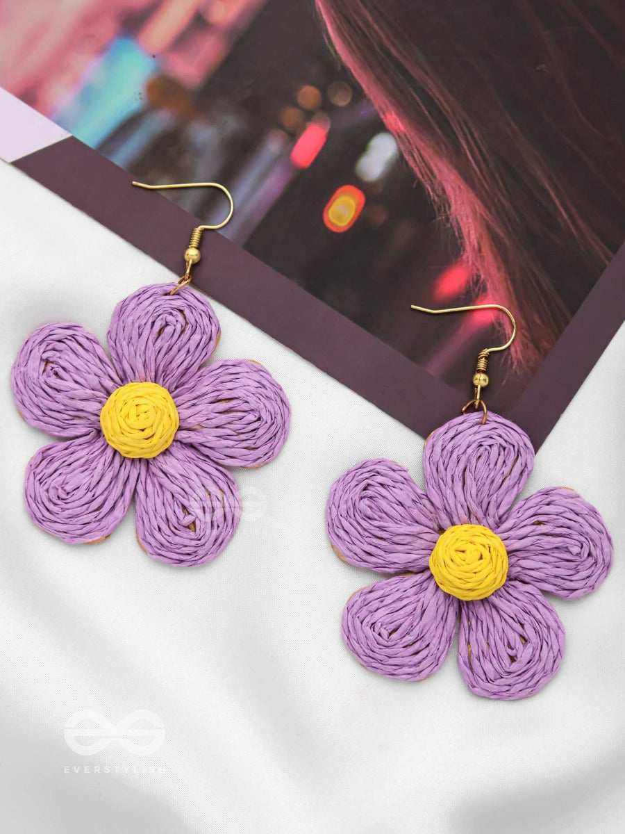 The Flower Power - Statement Woven Earrings (Lavender)