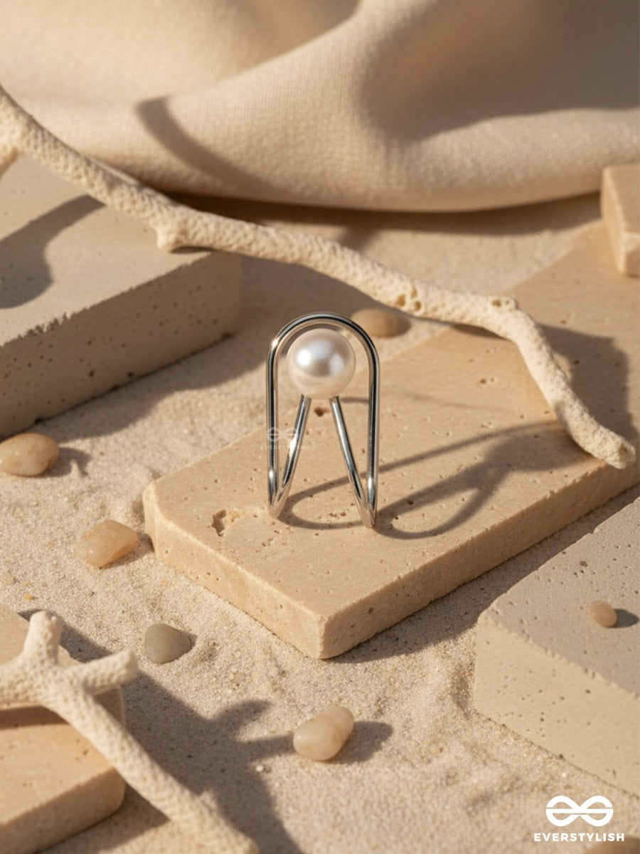A Pearl Please - Silver Embellished Earcuff