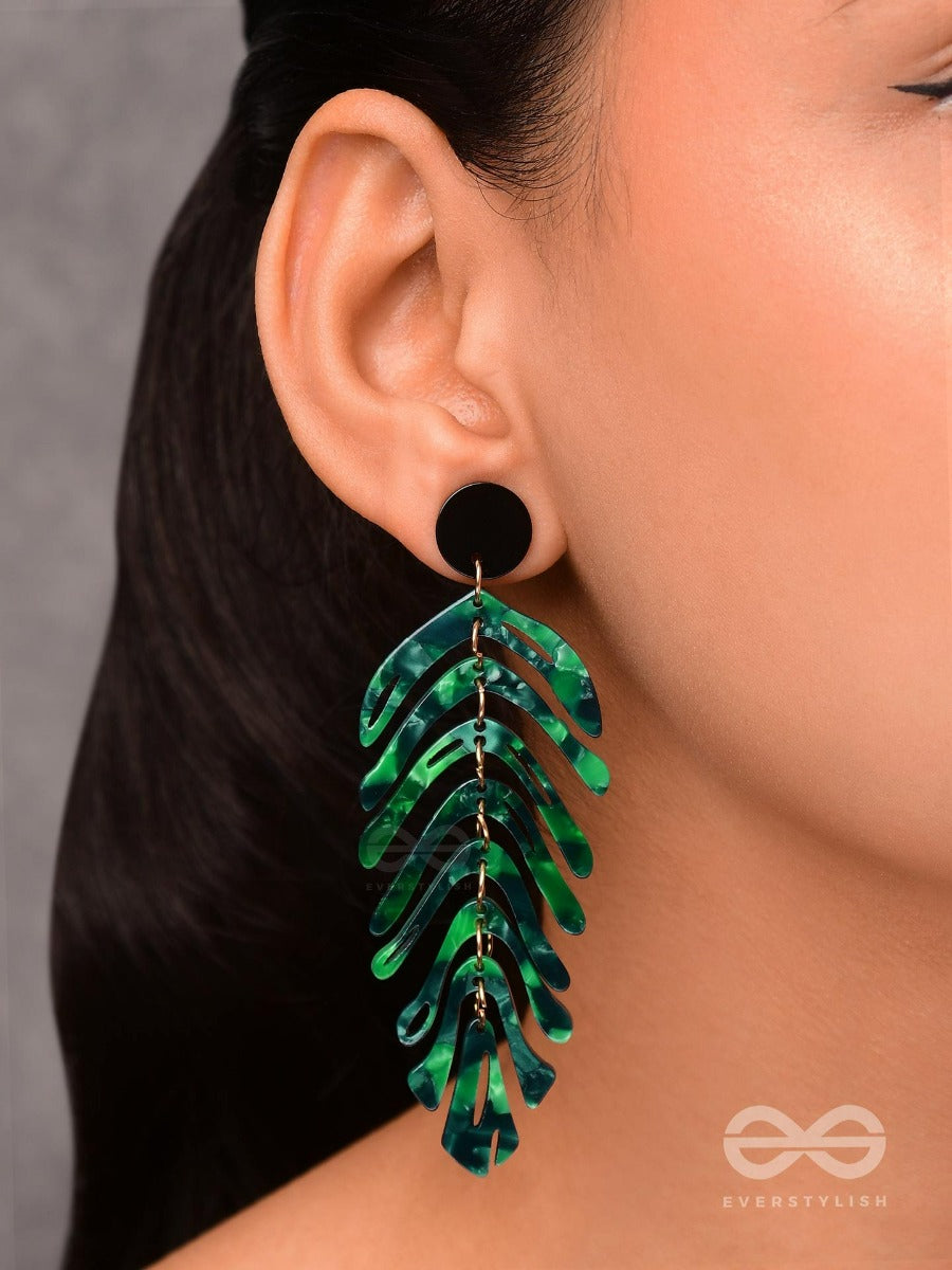 The Tropical Leaflets - Green Acrylic Earrings