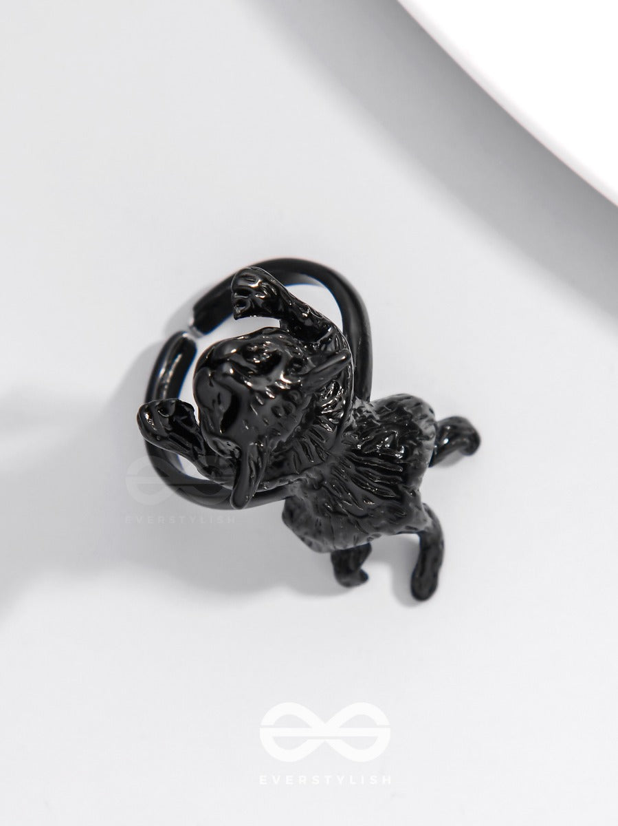 A Majestic Prowl - Statement Black Ring (Adjustable)