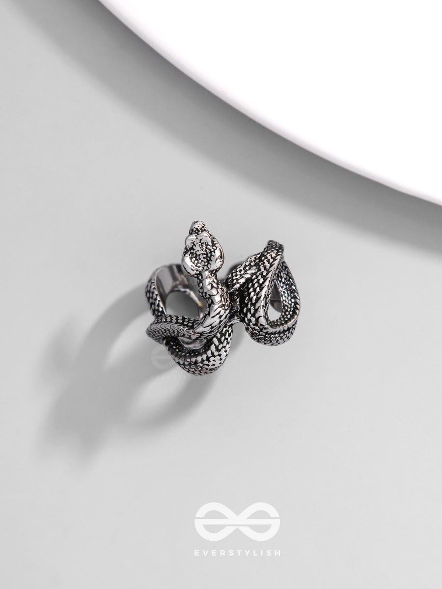 Nightshade Basilisk - Statement Silver Ring (Adjustable)