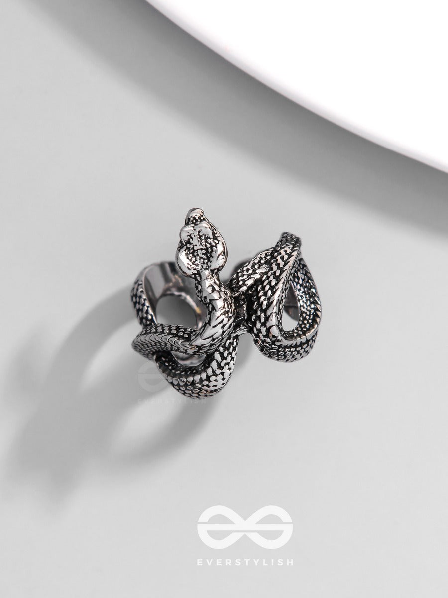 Nightshade Basilisk - Statement Silver Ring (Adjustable)