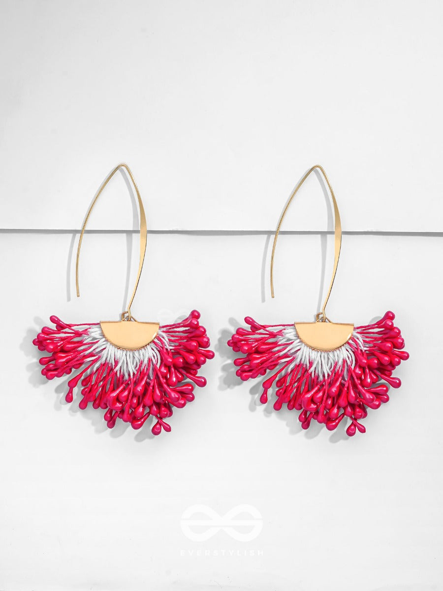 Free Spirit Symphony - Golden Embellished Earrings (Red)