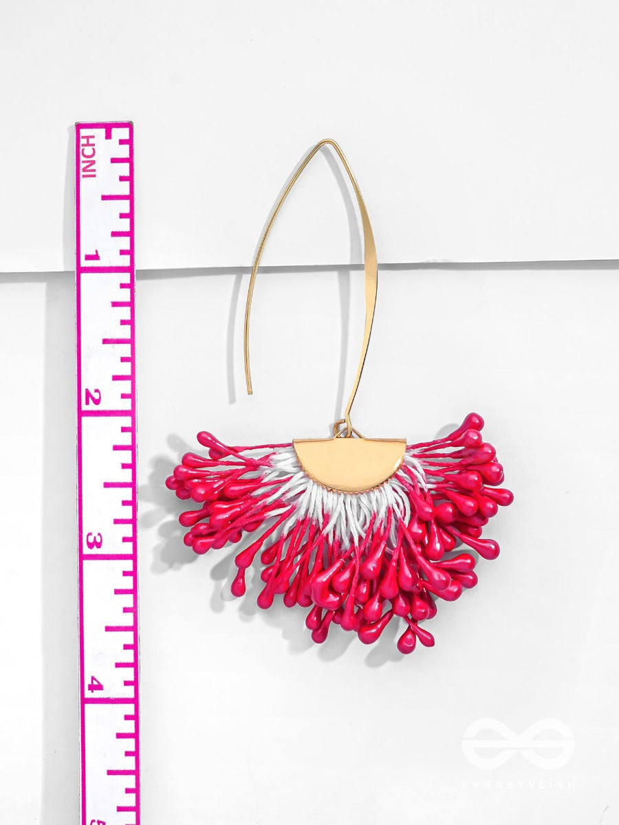 Free Spirit Symphony - Golden Embellished Earrings (Red)