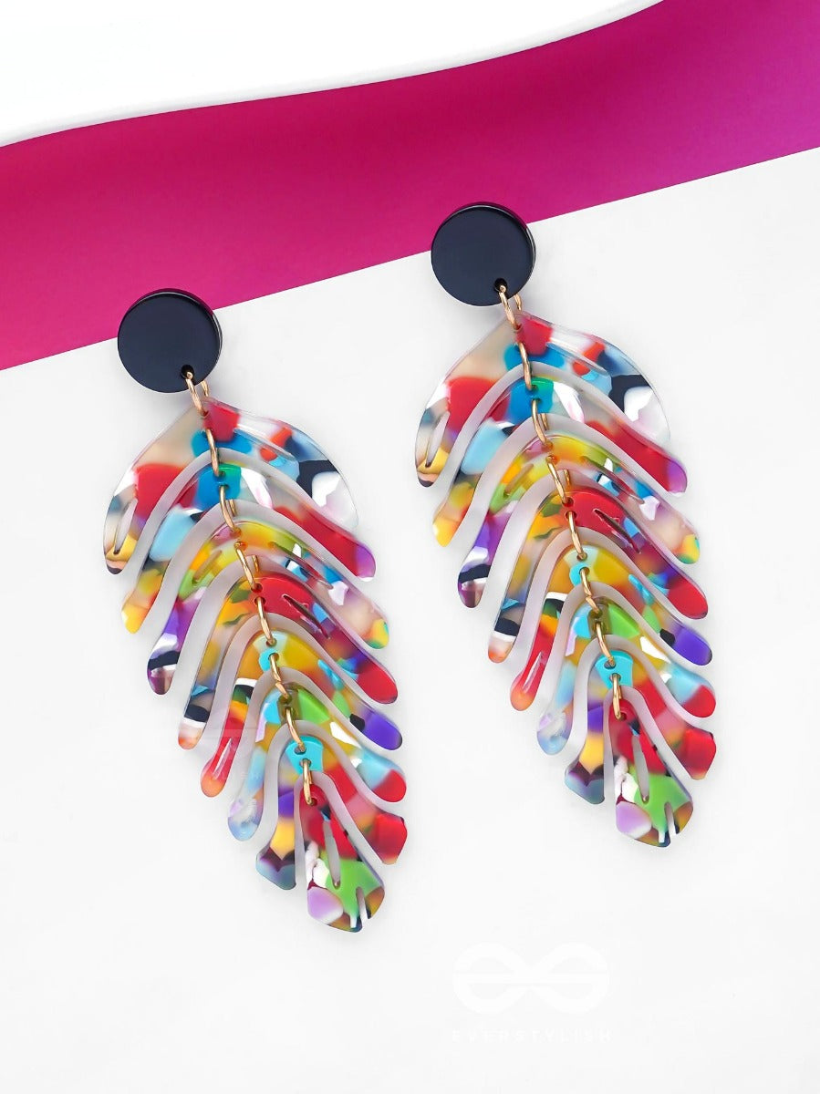 The Tropical Leaflets - Multicolor Acrylic Earrings