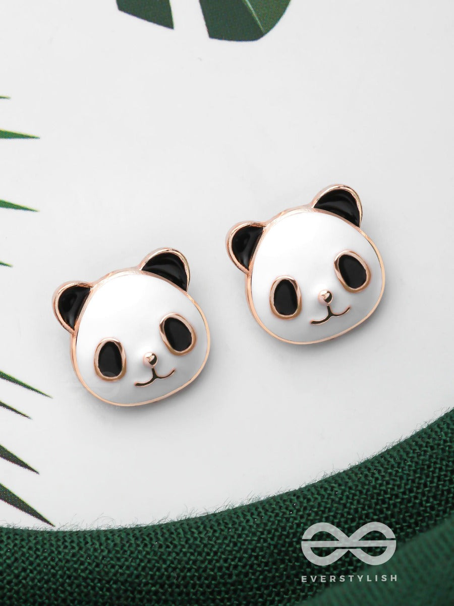 Cheeky Panda - Golden Embellished Stud Earrings