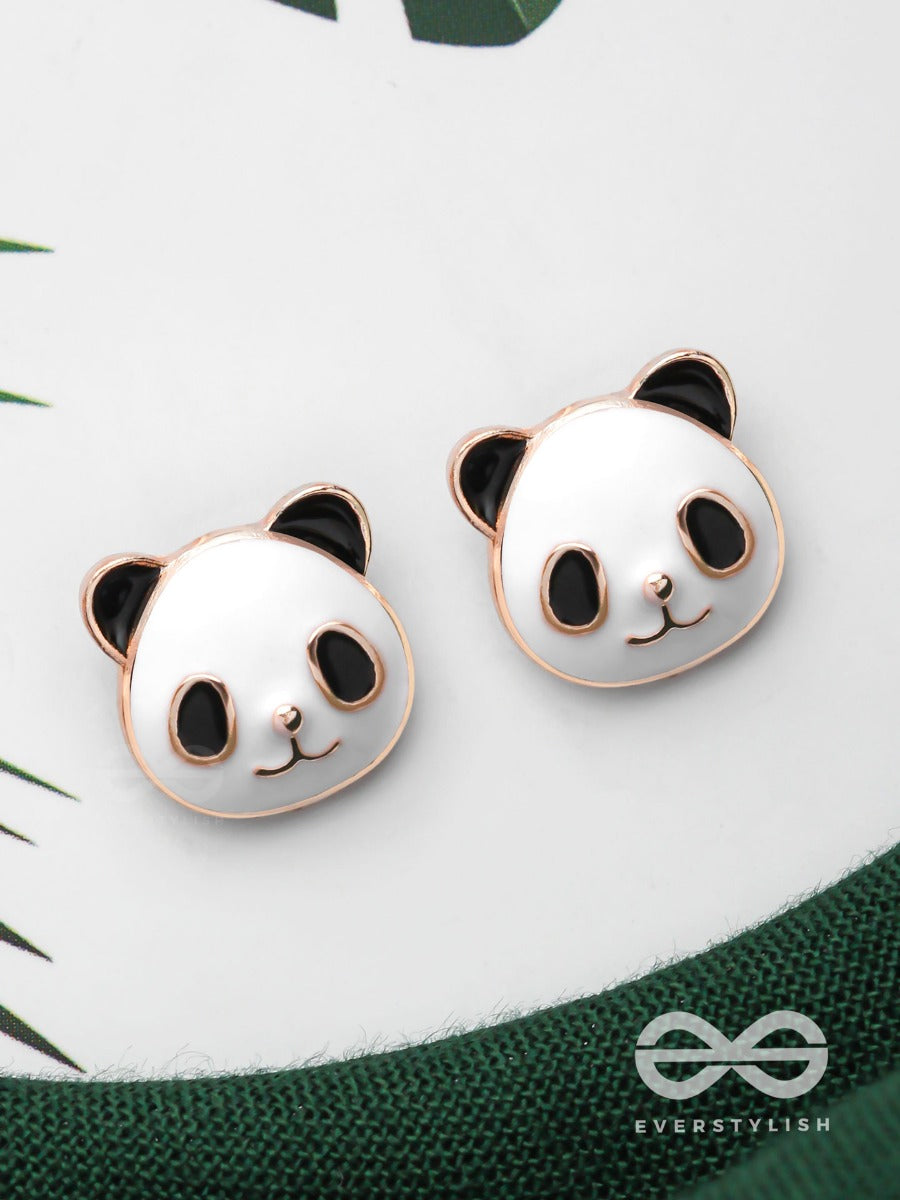 Cheeky Panda - Golden Embellished Stud Earrings