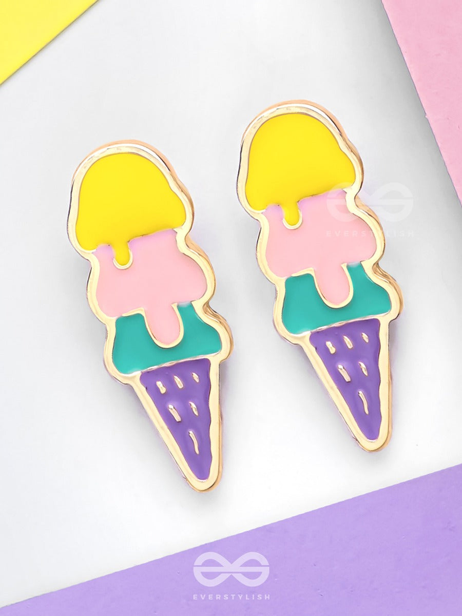 Scoop 'N Sparkle - Golden Embellished Stud Earrings