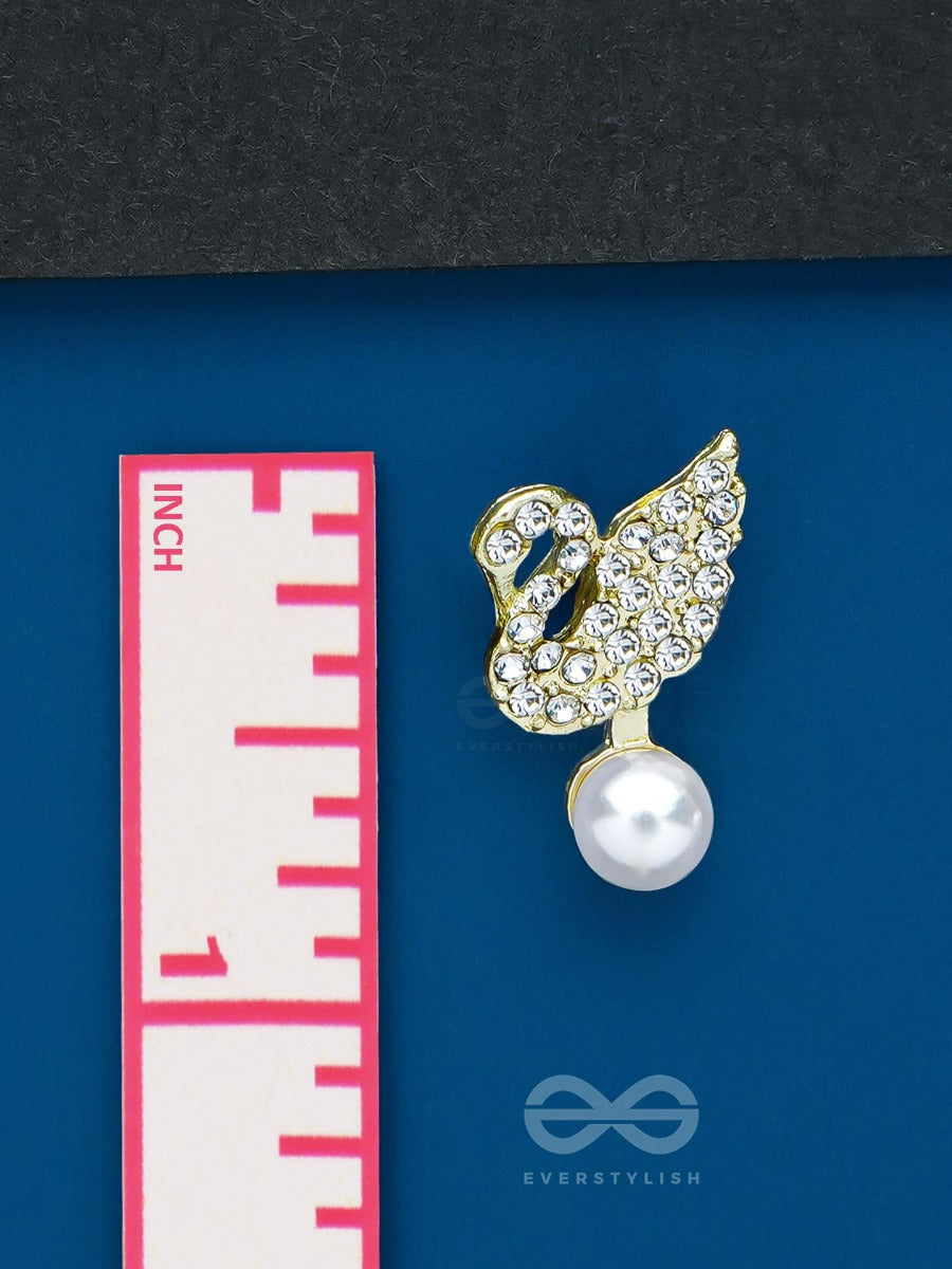 The Swan's Embrace - Golden Embellished Earrings