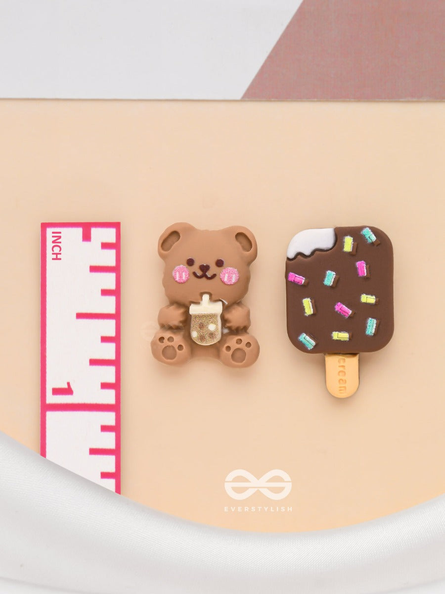 Chocobites 'N Bear - Mismatched Acrylic Earrings