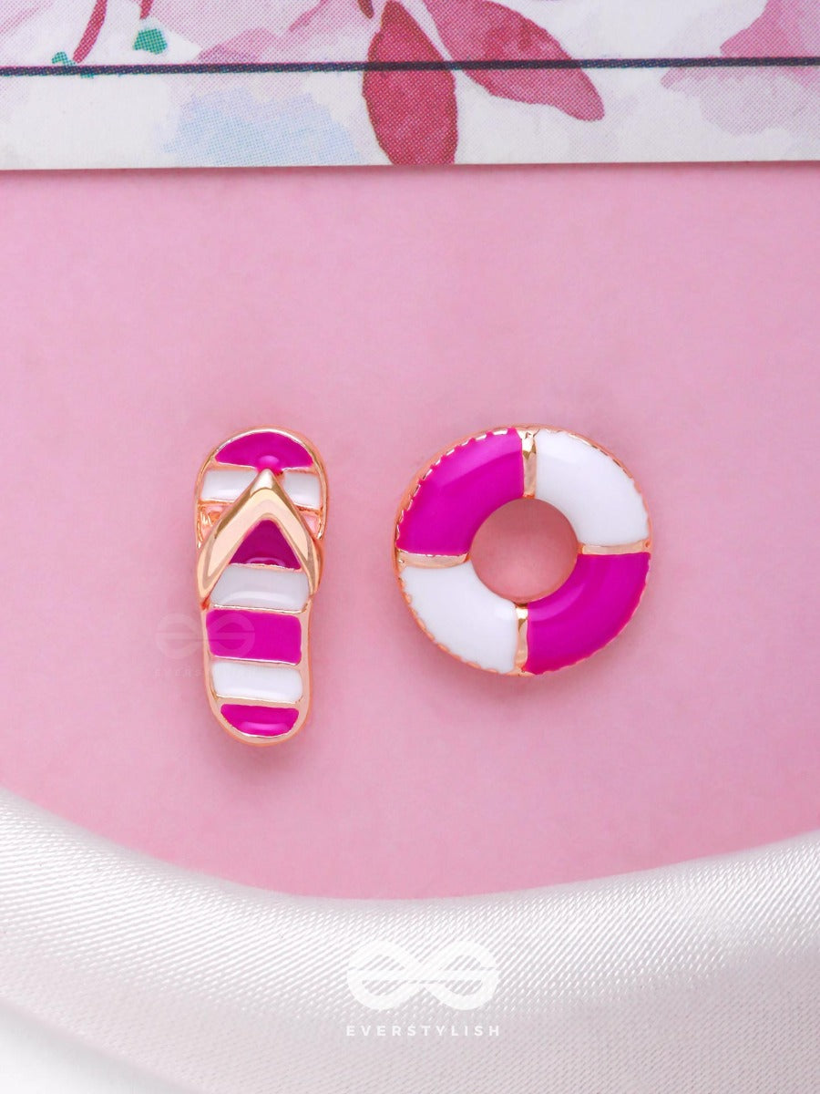 Footloose 'N Swim Tube - Golden Embellished Stud Earrings