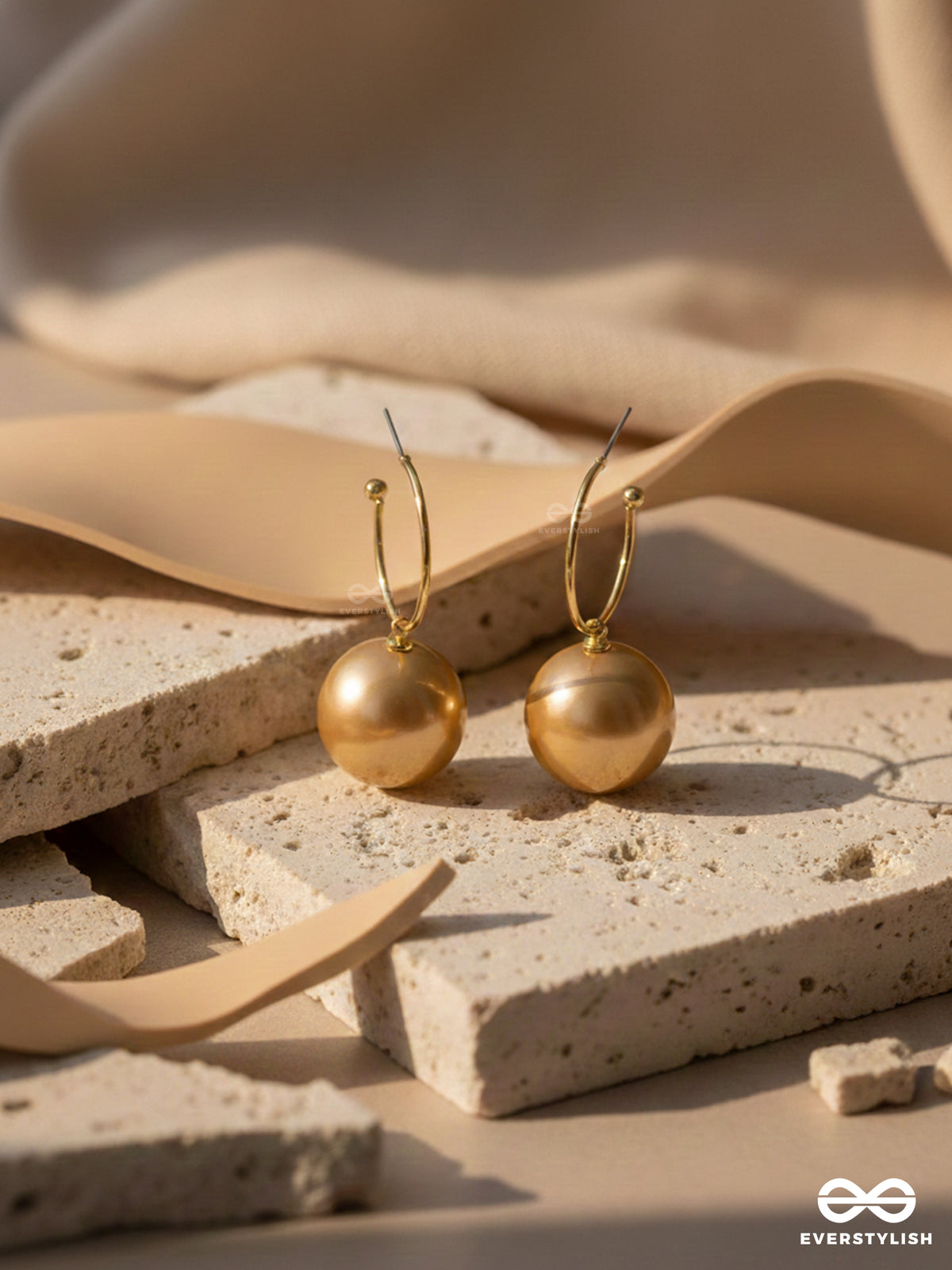 Jingle Bell Radiance - Golden Embellished Pearl Earrings