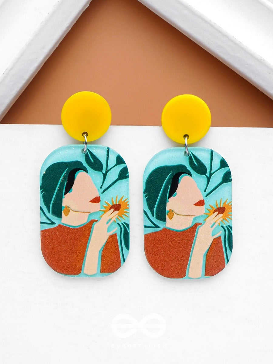 The Sunflower Muse - Statement Acrylic Earrings
