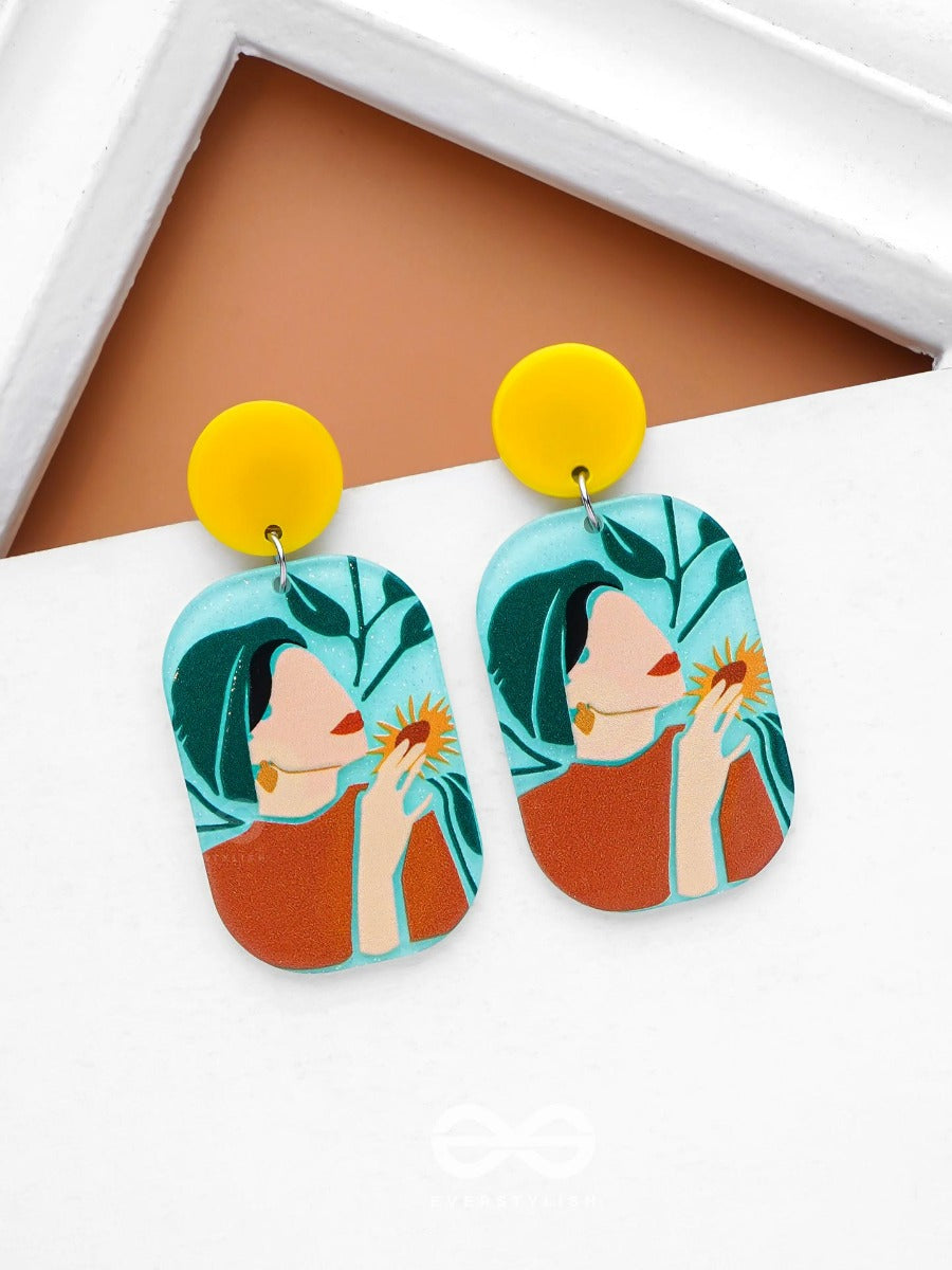 The Sunflower Muse - Statement Acrylic Earrings
