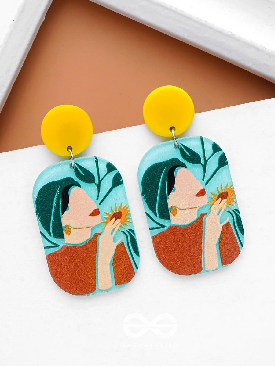 The Sunflower Muse - Statement Acrylic Earrings